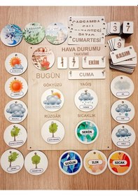 Resim Çocuklar İçin Hava Durumu Takvimi Eğitici Geliştirici Montessori Set 