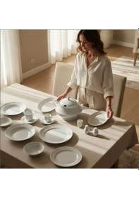 Resim Güral Porselen Sedef 82 Parça Yemek Takımı Beyaz 