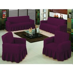 Resim Mor Etekli Koltuk Örtüsü Takımı 
