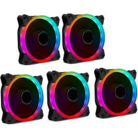 Resim GAMETECH 8r Plus 5x120mm 12cm Rainbow Ledli Sessiz Kasa Fanı (5'li Set) 