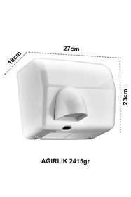 Resim KG-GOLDPAPER 2500w Beyaz Renk Fotoselli Sensörlü El Ve Yüz Kurutma Cihazı Makinası (2 Yıl Garantili) 