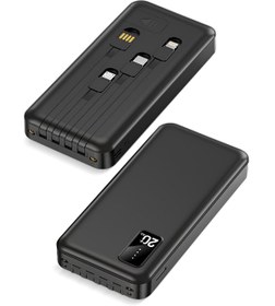 Resim Powerway 20.000 Mah Kablolu Dijital Göstergeli 20.000 Mah Garantili Dahili Stand TX209 Siyah Powerbank 