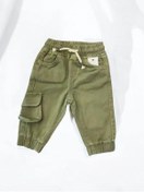 Resim Erkek Bebek Kargo Cepli Beli Paçası Lastikli Dokuma Pantolon-14877 Yeşil 