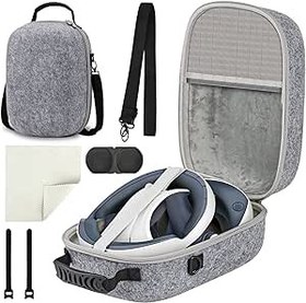 Resim QYCHHJ Hard Carrying Case for PlayStation VR2 All-in-One VR Gaming Headset and Touch Controllers, Portable Travel Cover Storage Bag with Shoulder Strap & Lens Cloth for PS VR2 Accessories, Gray 