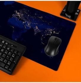 Resim Hediyesepeti Gece Dünya Haritası Baskılı 70X30 Büyük Boy Mousepad - Mouse Pad - Fare Altlığı 