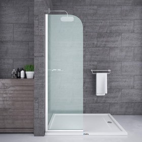 Resim Seperatör Duşakabin | Tek Sabit Oval Cam Panel - 110-119cm / Krom / Sabit panel 