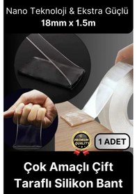 Resim Çok Amaçlı İzolasyon Hava Su Sızdırmaz Çift Taraflı Silikon Şeffaf Nano Bant 18mm X 1.5m - 1 Adet 