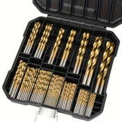 Resim 50 adet Titanyum Kaplamalı Yüksek Hız Çeliği Matkap Ucu Seti, DIY El Sanatları, Ahşap İşleri, Oyma ve Takı Yapımı için 135° Sivri Uçlu - Boyutlar 1/25" ile 1/8", Metal Silindir Şekli - Kendin Yap Hobileri ve Profesyoneller İçin Uygun - Hassas Delme ve El İşi İçin Mükemmel - Hobiler ve Üreticiler İçin Mükemmel Bir Hediye 