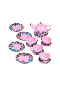 Resim 15 Parça Tepsili Çantalı Metal Evcilik Mutfak Eğitici Çocuk Oyuncak Çay Seti 
