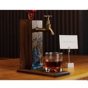 Resim Bk Gift Kişiye Özel Kabartma İsimli Tarihli Pirates Ship Tasarımlı Musluklu Ceviz Ahşap Şarap Standı-12, Viski Çeşmesi, Babaya Hediye, İçecek Dispense 
