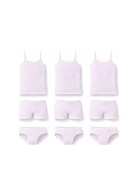 Resim İncili 9'lu Set Kız Çocuk Atlet Külot Boxer Takım - Ekru - Pudra - Pembe - Lila Çok Renkli 