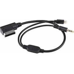 Resim Techmaster Vw Audi 3.5 mm Aux Kablosu ve iPhone Lightning Şarj Sku2 