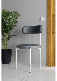 Resim Trend Tekli Mutfak Masası Sandalyesi Gri-beyaz 