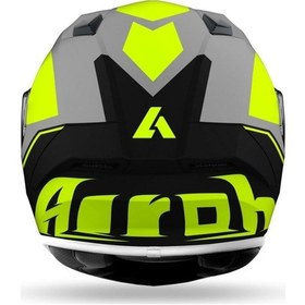 Resim Airoh Valor Wings Kapalı Motosiklet Kaskı Neon Sarı Gri 