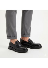 Resim Fosco 3225 Hakiki Deri Loafer Erkek Ayakkabı Siyah Açma 