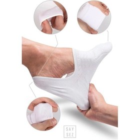 Resim Saysez Bambu Kadın Babet Siyah-beyaz-gri Çorap Dikişsiz Görünmez Kaydırmaz Topuk Silikonlu Premium 6'lı Set Renkli 
