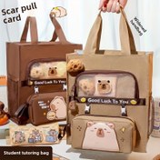 Resim 1 adet Capybara Tasarımı Oxford Kumaş Elde Taşınabilir Belge Çantası - Büyük Kapasiteli Dosya Düzenleyici Tote, Fermuarlı Cep ve Şeffaf Ekran, Ofis, Çalışma, Sınıflar, Tutorials için Taşınabilir Depolama (Açık Kahverengi / Derin Kahverengi), Çalışma Gereksinimleri, Eğlenceli Tasarım, Fonksiyonel Tasarım 