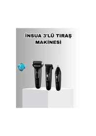 Resim Ceylan Adam İnsua Erkek Bakım Seti 3 Başlıklı Şarjlı Tıraş Makinesi, 60 Dakika Kablosuz Kullanım 
