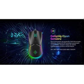 Resim North Air Black Kablolu RGB Profesyonel Optik Oyuncu Mouse 