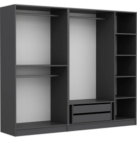 Resim Minar Kale 5 Bölmeli 2 Çekmeceli Giyinme Dolabı Antrasit 210CM 