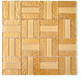 Resim MozaiKristaL Mutfak tezgah arası ve iç dekorasyon için 23x73 mm Krem Bej Kristal Mozaik ( 1 Kutu=1 m2 Fiyatıdır) 