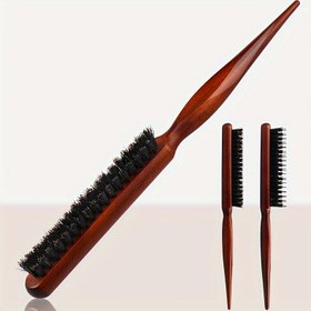 Resim 1 adet Erkekler ve Kadınlar için Tarama Saç Fırçası - Stil ve Çözme için Ahşap Saplı Saç Fırçası 