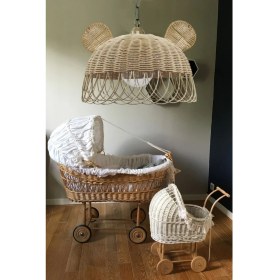 Resim Tekno Trust 1 Rattan, Bambu, Hasır Sarkıt Avize Tavşan, Ayı Kulak Çocuk Odası Metal Zincirli Eskitme Tesisatlı 