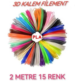 Resim dvrktasarım Divrak3d Filament Pla 1.75mm Pla 15 Renk X 2 Metre 3 Boyutlu Kalem Flamenti 
