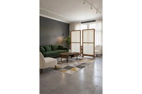 Resim 180CM x 100CM Masif Ahşap Çerçeveli Ayaklı Kumaş Paravan Seperatör Oda Ayırıcı Dekor 180CM x 100CM 