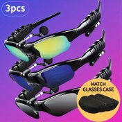 Resim 2'li/3'lü Dahili Kulaklıklı Kablosuz Akıllı Gözlük - 5.0 Kablosuz Çok Fonksiyonlu Stereo Ses, Eller Serbest Arama & Müzik, USB Şarj Edilebilir, Şık Siyah & Mavi Tasarım, Modern Gözlük, Zarif Gözlük, bluetooth gözlük, kameralı gözlük 