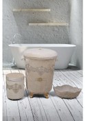 Resim Golden Vizon 3'lü Çeyizlik Dantelli Banyo Kirli Çamaşır Sepeti 