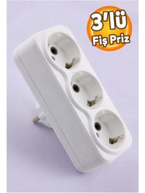 Resim NUBLADO 3'lü Fiş Priz Kablosuz Topraklı Çoklu Grup Priz Çoğaltıcı Üçlü Golyat Elektrik Pirizi. 