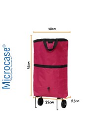 Resim Microcase Tekerlekli Cepli Tasarım Katlanabilir Portatif Pazar Market Arabası Malzeme Çantası- Al4966 - Lacivert 