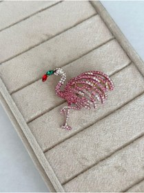 Resim MyladyAccessoriess Pembe Taş Detaylı Flamingo Broş 