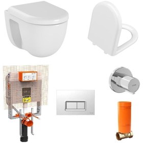 Resim VitrA S40 Kanalsız Asma Klozet+yavaş Kapak+ Gömme Rezervuar Set 