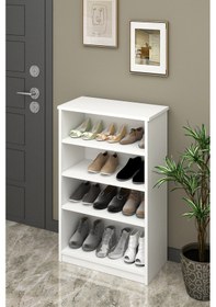 Resim Asra Trend MDF 4 Katlı Açık Raflı Ayakkabılık - 60 cm, Modern,Bot Uyumlu,Çok Amaçlı Düzenleyici,A-31 Beyaz 