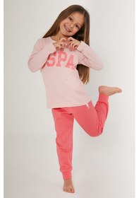 Resim U.s. Polo Assn Bright Pembe Kız Çocuk Uzun Kol Pijama Takım Pudra 