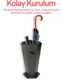 Resim Lüx Dış ve İç Mekana Uygun Şemsiye Desenli Paslanmaz Şemsiyelik - Beyaz 