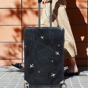 Resim Dayanıklı Siyah Uçak Desenli Bagaj Kılıfı 45.72cm-81.28cm Valizler için, Seyahat Aksesuarları, Seyahat için Bagaj 