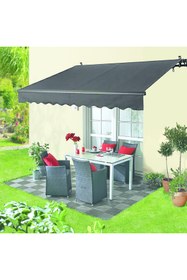 Resim ENLIS 200x150 Antrasit Balkon Tentesi Polyester Güneşlik Bahçe Teras Tente 