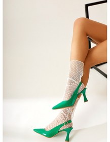 Resim Ossie Yeşil Sivri Burunlu Topuklu Ayakkabı 001 
