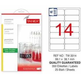 Resim Tanex Tw-2014 99.1X38.1MM Şeffaf Laser Etiket 350'li 
