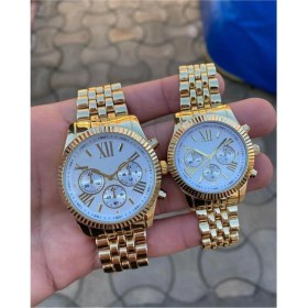 Resim Çençen Çift Sevgili Metal Kordon M Kors Model Roma Rakamlı Kol Saatleri 