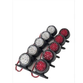 Resim Ahmet Otomotiv 10 Adet Mercekli Mini Takoz 12 Ledli Kırmızı-beyaz 12v-24v 