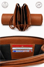 Resim Derin Viral Gerçek Deri Erkek El Çantası, Telefon Bölmeli , El Askılı Premium Fermuarlı Clutch Cüzdan 