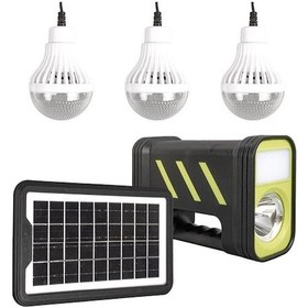 Resim Powermaster Gd-12 Solar Panelli 3 Ampullü Solar Işıldak Fener 