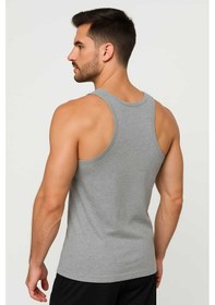 Resim Erkek Sporcu Atlet Rambo Gri Pamuklu Gri 