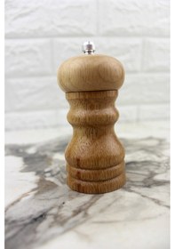 Resim Ahşap Değirmen El Değirmeni 10,5 Cm Baharat Öğütücü 