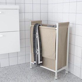 Resim IKEA Tekerlekli Çamaşır Sepeti 80 Litre MeridyenDukkan Beyaz Renk Metal Sepet 