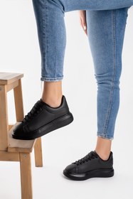 Resim Blyss Kadın Erkek Siyah Siyah Kalın Taban Günlük Spor Ayakkabı Sneaker 